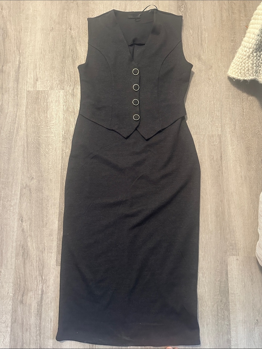 Zara dark blue  Sleeveless Midi Dress with Vest-Style Bodice